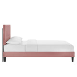 Modway Furniture Yasmine Channel Tufted Performance Velvet Queen Platform Bed 0423 Dusty Rose MOD-6976-DUS