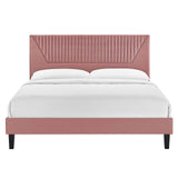 Modway Furniture Yasmine Channel Tufted Performance Velvet Queen Platform Bed 0423 Dusty Rose MOD-6976-DUS