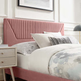 Modway Furniture Yasmine Channel Tufted Performance Velvet Queen Platform Bed 0423 Dusty Rose MOD-6976-DUS