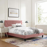 Modway Furniture Yasmine Channel Tufted Performance Velvet Queen Platform Bed 0423 Dusty Rose MOD-6976-DUS