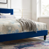 Modway Furniture Yasmine Channel Tufted Performance Velvet Queen Platform Bed 0423 Navy MOD-6976-NAV