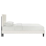 Modway Furniture Yasmine Channel Tufted Performance Velvet Queen Platform Bed 0423 White MOD-6976-WHI