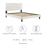 Modway Furniture Yasmine Channel Tufted Performance Velvet Queen Platform Bed 0423 White MOD-6976-WHI