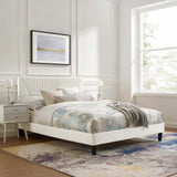 Modway Furniture Yasmine Channel Tufted Performance Velvet Queen Platform Bed 0423 White MOD-6976-WHI