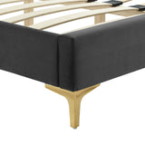 Modway Furniture Leah Chevron Tufted Performance Velvet Queen Platform Bed 0423 Charcoal MOD-6977-CHA