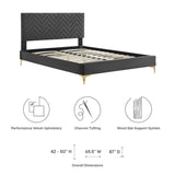 Modway Furniture Leah Chevron Tufted Performance Velvet Queen Platform Bed 0423 Charcoal MOD-6977-CHA