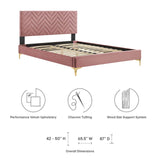 Modway Furniture Leah Chevron Tufted Performance Velvet Queen Platform Bed 0423 Dusty Rose MOD-6977-DUS