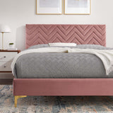 Modway Furniture Leah Chevron Tufted Performance Velvet Queen Platform Bed 0423 Dusty Rose MOD-6977-DUS