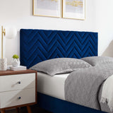 Modway Furniture Leah Chevron Tufted Performance Velvet Queen Platform Bed 0423 Navy MOD-6977-NAV