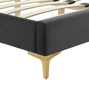 Modway Furniture Zahra Channel Tufted Performance Velvet Queen Platform Bed 0423 Charcoal MOD-6978-CHA