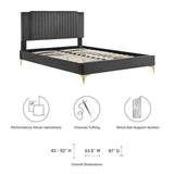 Modway Furniture Zahra Channel Tufted Performance Velvet Queen Platform Bed 0423 Charcoal MOD-6978-CHA