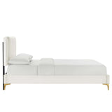 Modway Furniture Zahra Channel Tufted Performance Velvet Queen Platform Bed 0423 White MOD-6978-WHI