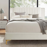 Modway Furniture Zahra Channel Tufted Performance Velvet Queen Platform Bed 0423 White MOD-6978-WHI