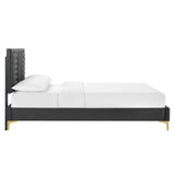 Modway Furniture Sofia Channel Tufted Performance Velvet Queen Platform Bed 0423 Charcoal MOD-6979-CHA