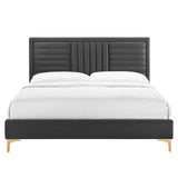 Modway Furniture Sofia Channel Tufted Performance Velvet Queen Platform Bed 0423 Charcoal MOD-6979-CHA