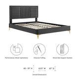 Modway Furniture Sofia Channel Tufted Performance Velvet Queen Platform Bed 0423 Charcoal MOD-6979-CHA