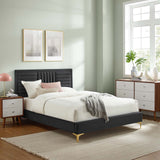 Modway Furniture Sofia Channel Tufted Performance Velvet Queen Platform Bed 0423 Charcoal MOD-6979-CHA