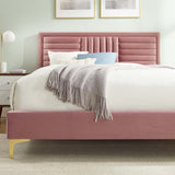 Modway Furniture Sofia Channel Tufted Performance Velvet Queen Platform Bed 0423 Dusty Rose MOD-6979-DUS