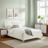 Modway Furniture Sofia Channel Tufted Performance Velvet Queen Platform Bed 0423 White MOD-6979-WHI