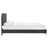 Modway Furniture Yasmine Channel Tufted Performance Velvet Queen Platform Bed 0423 Charcoal MOD-6980-CHA