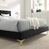 Modway Furniture Yasmine Channel Tufted Performance Velvet Queen Platform Bed 0423 Charcoal MOD-6980-CHA