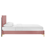 Modway Furniture Yasmine Channel Tufted Performance Velvet Queen Platform Bed 0423 Dusty Rose MOD-6980-DUS