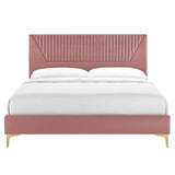 Modway Furniture Yasmine Channel Tufted Performance Velvet Queen Platform Bed 0423 Dusty Rose MOD-6980-DUS