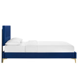 Modway Furniture Yasmine Channel Tufted Performance Velvet Queen Platform Bed 0423 Navy MOD-6980-NAV