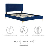 Modway Furniture Yasmine Channel Tufted Performance Velvet Queen Platform Bed 0423 Navy MOD-6980-NAV