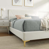 Modway Furniture Yasmine Channel Tufted Performance Velvet Queen Platform Bed 0423 White MOD-6980-WHI