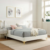 Modway Furniture Yasmine Channel Tufted Performance Velvet Queen Platform Bed 0423 White MOD-6980-WHI