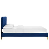 Modway Furniture Leah Chevron Tufted Performance Velvet Twin Platform Bed 0423 Navy MOD-6981-NAV