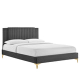 Zahra Channel Tufted Performance Velvet Twin Platform Bed