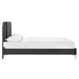 Modway Furniture Zahra Channel Tufted Performance Velvet Twin Platform Bed 0423 Charcoal MOD-6982-CHA