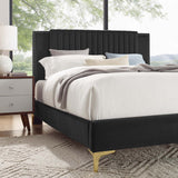 Modway Furniture Zahra Channel Tufted Performance Velvet Twin Platform Bed 0423 Charcoal MOD-6982-CHA