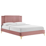 Modway Furniture Zahra Channel Tufted Performance Velvet Twin Platform Bed 0423 Dusty Rose MOD-6982-DUS