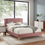 Modway Furniture Zahra Channel Tufted Performance Velvet Twin Platform Bed 0423 Dusty Rose MOD-6982-DUS