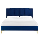 Modway Furniture Zahra Channel Tufted Performance Velvet Twin Platform Bed 0423 Navy MOD-6982-NAV