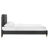 Modway Furniture Zahra Channel Tufted Performance Velvet Twin Platform Bed 0423 Charcoal MOD-6986-CHA