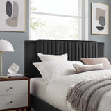 Modway Furniture Zahra Channel Tufted Performance Velvet Twin Platform Bed 0423 Charcoal MOD-6986-CHA