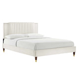 Modway Furniture Zahra Channel Tufted Performance Velvet Twin Platform Bed 0423 White MOD-6986-WHI