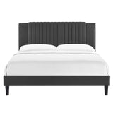 Modway Furniture Zahra Channel Tufted Performance Velvet Twin Platform Bed 0423 Charcoal MOD-6990-CHA