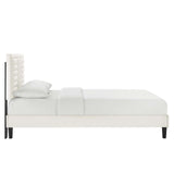 Modway Furniture Sofia Channel Tufted Performance Velvet Twin Platform Bed 0423 White MOD-6991-WHI