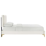 Modway Furniture Zahra Channel Tufted Performance Velvet King Platform Bed 0423 White MOD-7006-WHI