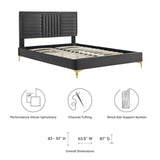 Modway Furniture Sofia Channel Tufted Performance Velvet King Platform Bed 0423 Charcoal MOD-7007-CHA