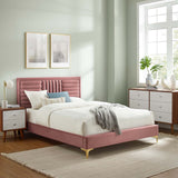 Modway Furniture Sofia Channel Tufted Performance Velvet King Platform Bed 0423 Dusty Rose MOD-7007-DUS