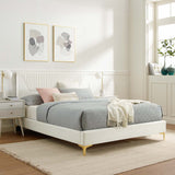 Modway Furniture Yasmine Channel Tufted Performance Velvet King Platform Bed 0423 White MOD-7008-WHI