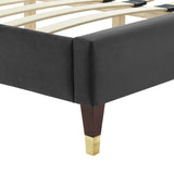 Modway Furniture Leah Chevron Tufted Performance Velvet King Platform Bed 0423 Charcoal MOD-7009-CHA