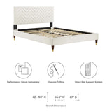 Modway Furniture Leah Chevron Tufted Performance Velvet King Platform Bed 0423 White MOD-7009-WHI