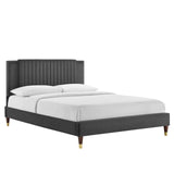 Modway Furniture Zahra Channel Tufted Performance Velvet King Platform Bed 0423 Charcoal MOD-7010-CHA